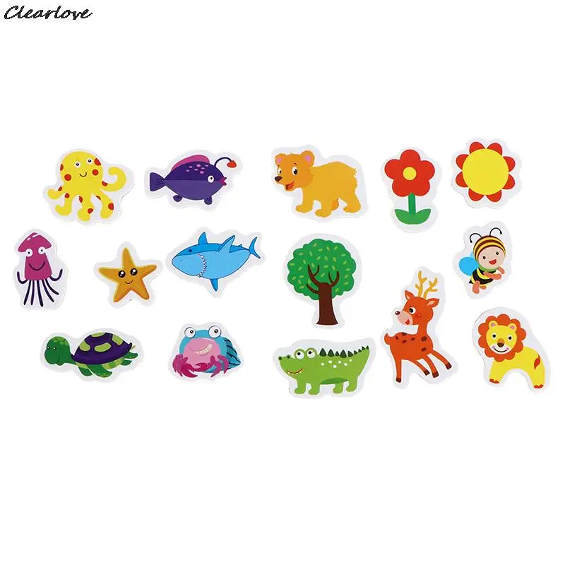 12Pcs colorful Fridge Magnet Creative Cartoon 3D Stickers Toys Mix Ocean Animals Wooden