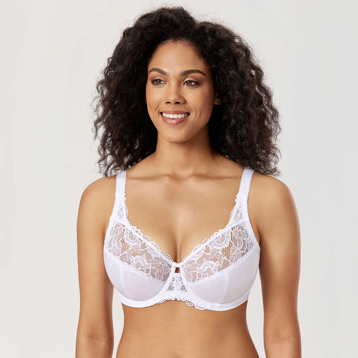Sheer Mesh Full Coverage Unlined Underwire Bra - Floral Wash 