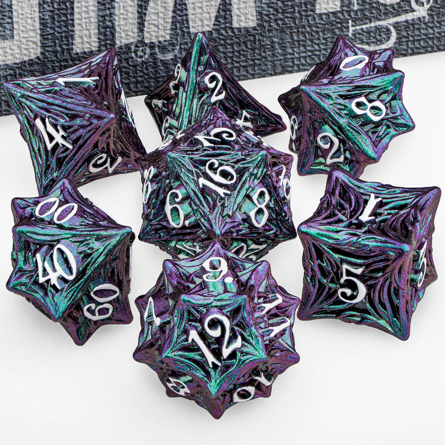 Dice Set 7PCS Tree Root Dnd Metal Dice Set D&D Polyhedral Dice For D and D Dungeon and Dragon Pathfinder Role Playing Game