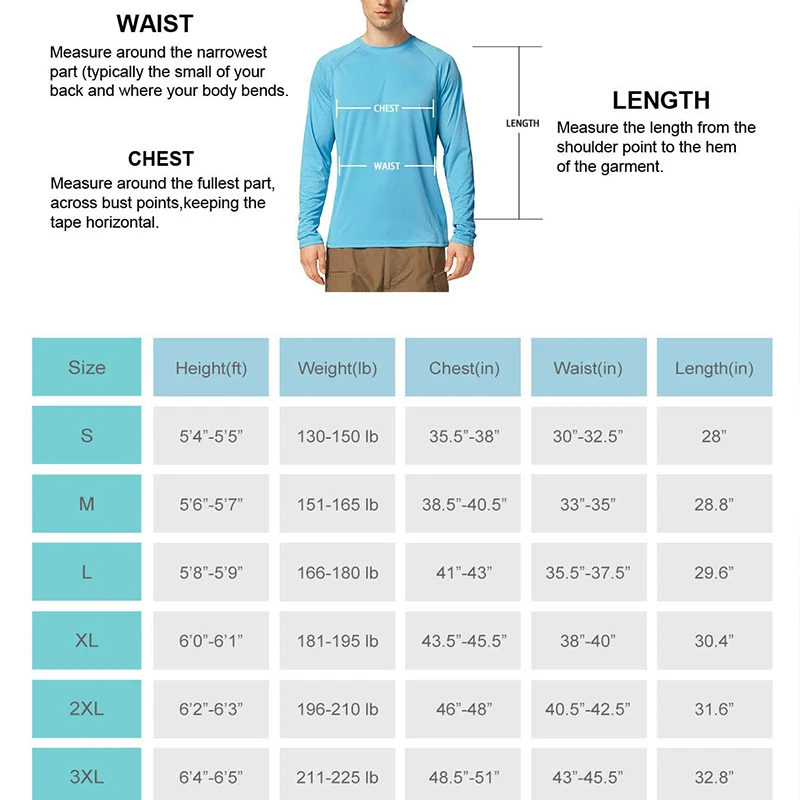 Men's Size Long Sleeve Sun Protection Shirts