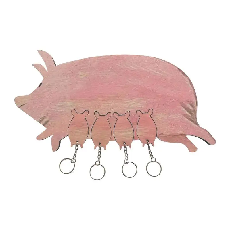 

Wooden Wall Ornament PigPig Key Holder Mount Hanger Decor Hangable Organizer Decorative Rack For Front Door Entryway Cabinet