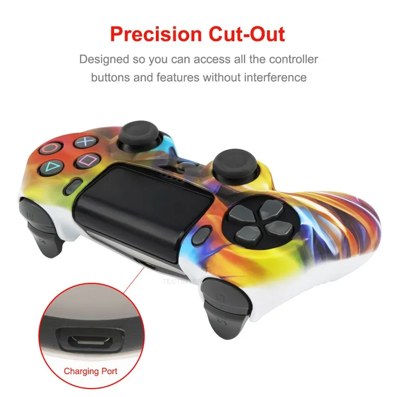 Silicone Rubber Controller Case with Thumbstick Grip Caps - Protective Shell