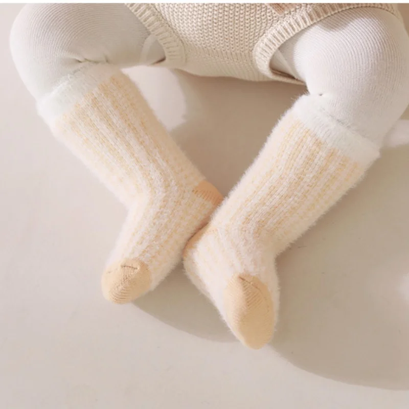 Toddler Girls Infant Socks 0-5Y Boy Baby Socks Thickened Fleece Lined Mid Calf Socks Winter Warm Casual Daily Wear Thermal Socks - Image 3
