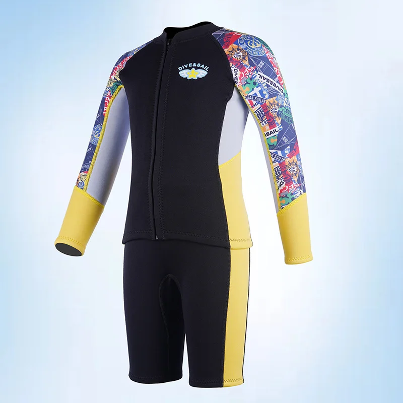 

Split Wetsuit for Boys 2.5mm Neoprene Diving Suit Two Pieces Keep Warm Kids Surfing Swimsuit Wet Suit for Children Swimwear