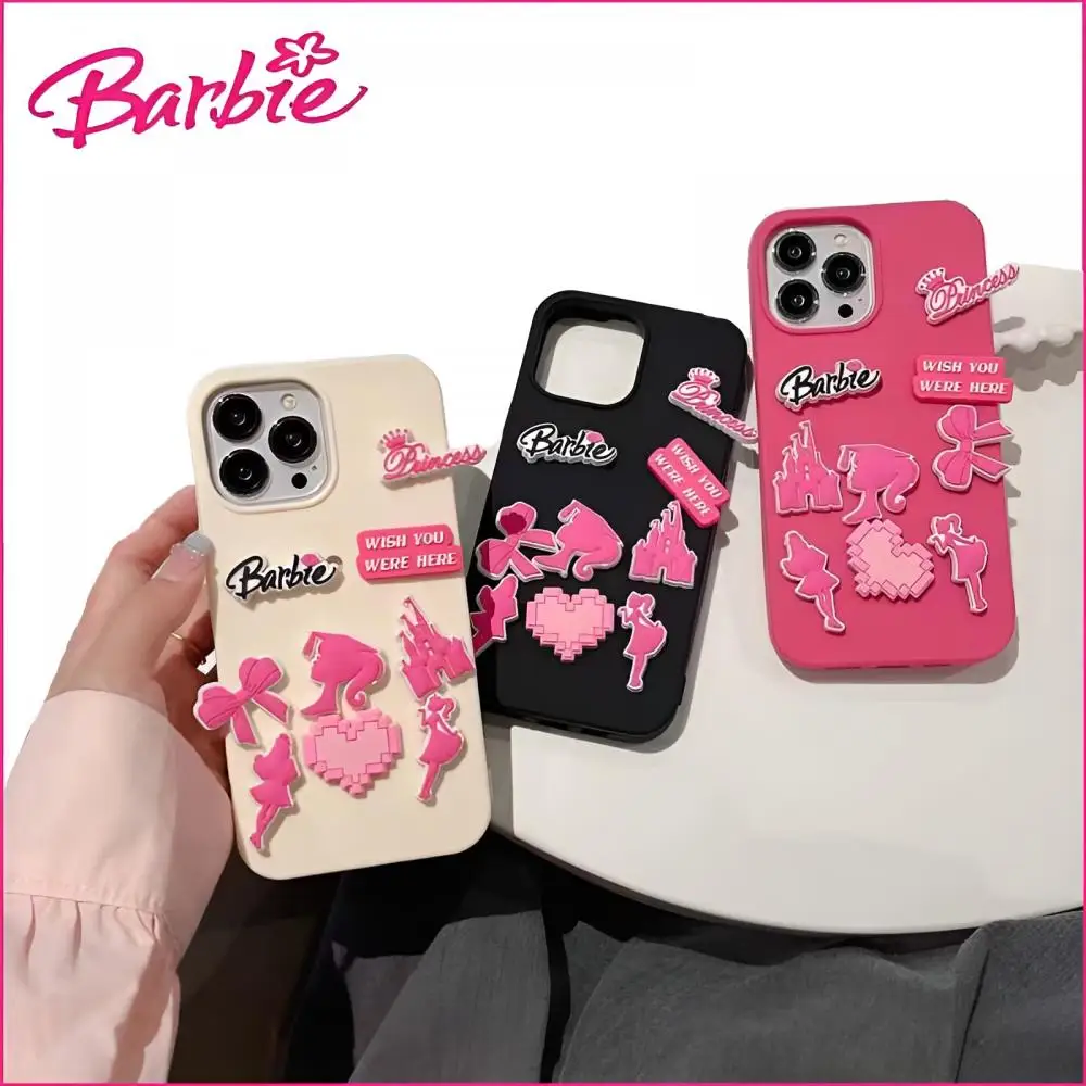 

Miniso Barbie Phone Case Is Suitable for Iphone 1514 13 Pro Max Personalized Kawaii Diy Three-Dimensional Decorative Accessorie