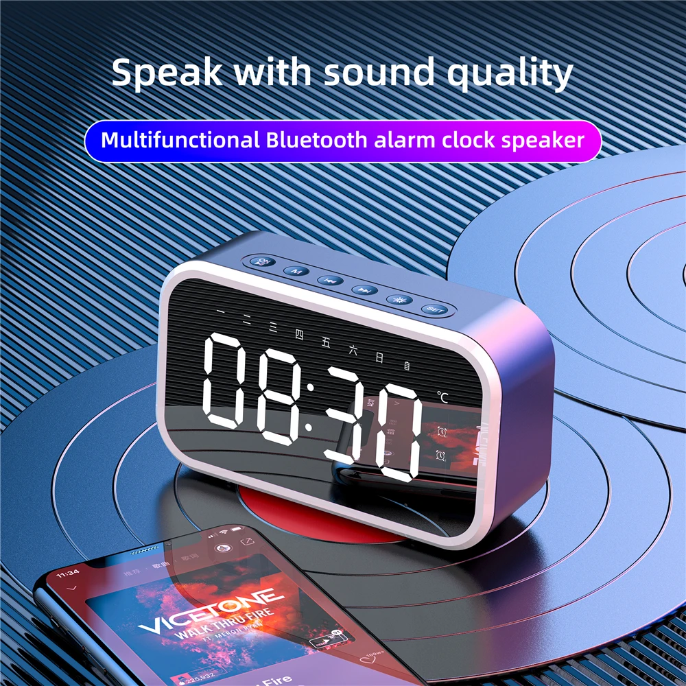 Multifunction Alarm Clock With Mirror Reflection Led Alarm Clocks