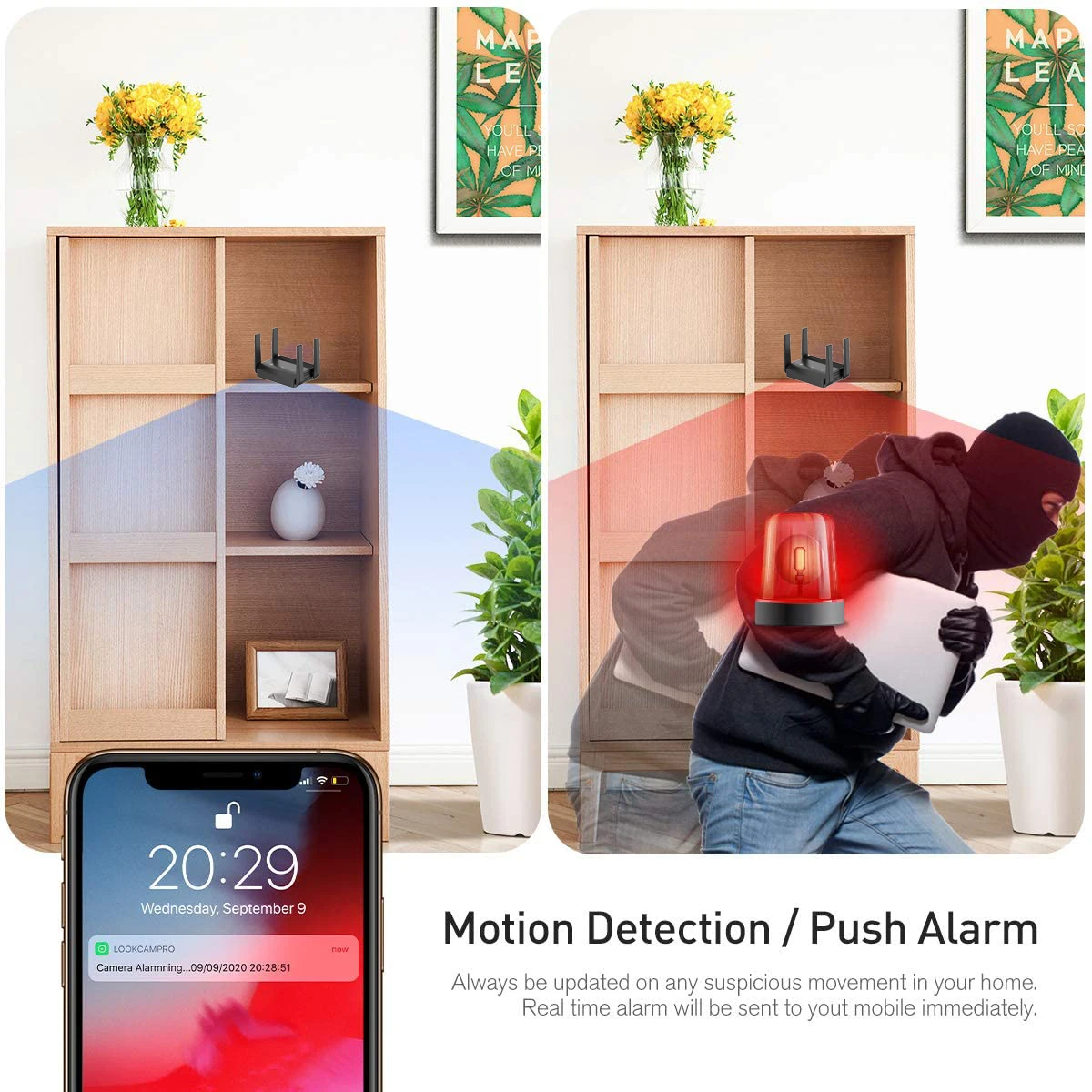 Full HD 1080P Mini Camera 270 ° wide angle,three-way lens WiFi Router Repeater Resolution Monitorin 24 hours Video WiFi Extender 2
