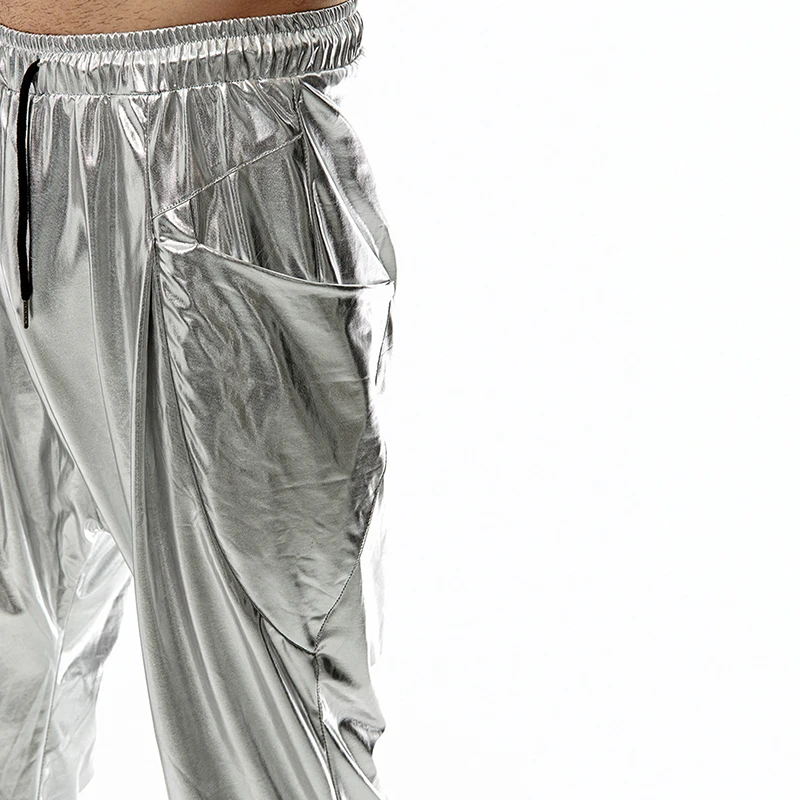 

Джоггеры мужские с металлическим блеском, блестящие штаны для бега, голографические цветные брюки в стиле хип-хоп с эластичным поясом, спортивные штаны