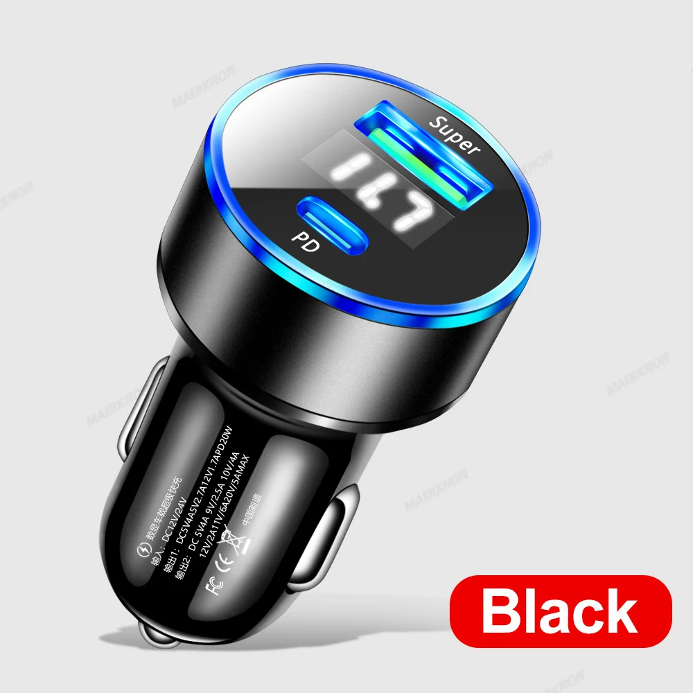 3,1 A hochwertiges USB-PD-Autoladegerät, 2-Port-LED-Anzeige, Voltmeter, 12–24 V, Zigarettenanzünder-Auto-Ladegerät-Adapter – Detail 13