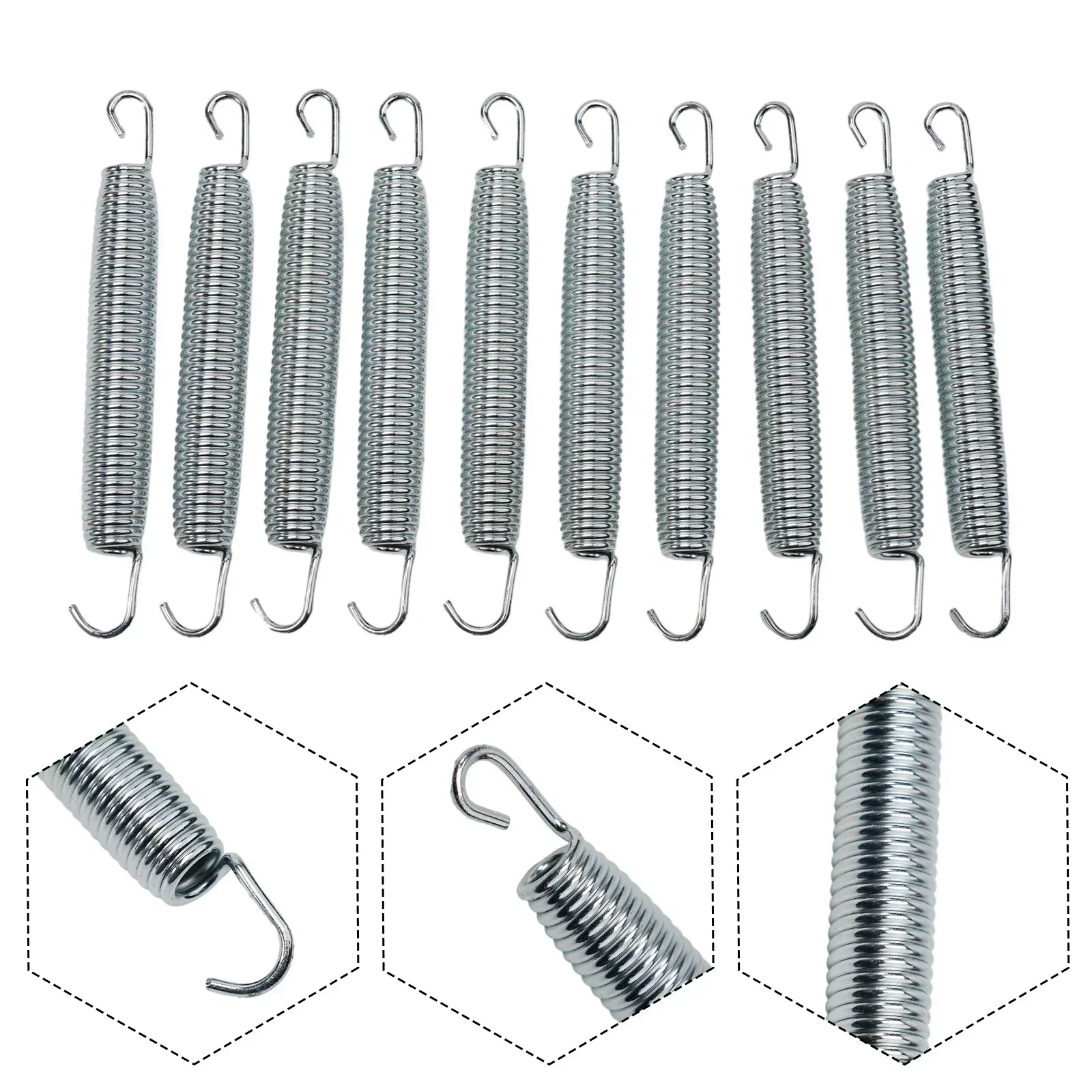 Trampoline Springs 10pcs 70 Carbon Steel Corrosion-resistant Good Elasticity Uniform Force New Waist Drum Design High Strength