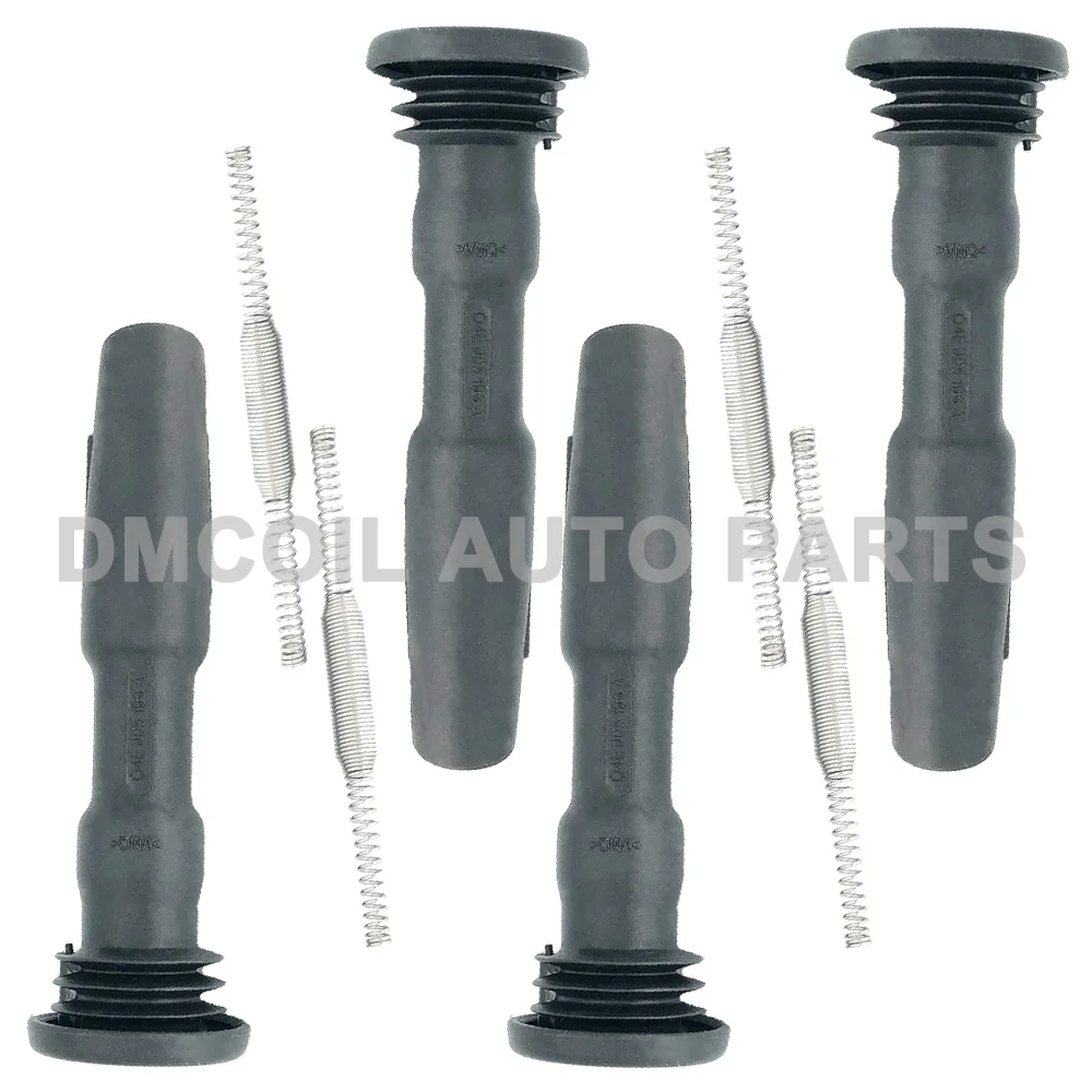 4 PCS IGNITION COIL RUBBER BOOTS WITH SPRING FOR AUDI A3 Q3 SKODA