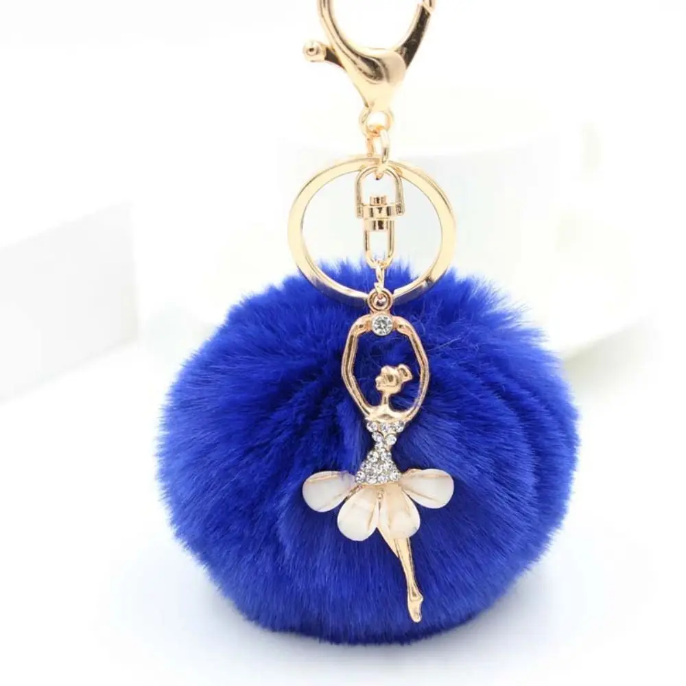 Gift Fluff Keychains Women Trinket Ballet Angel Girl keychain Little Angel Car keychain Fur Ball Keyring Fake Fur Key Chain