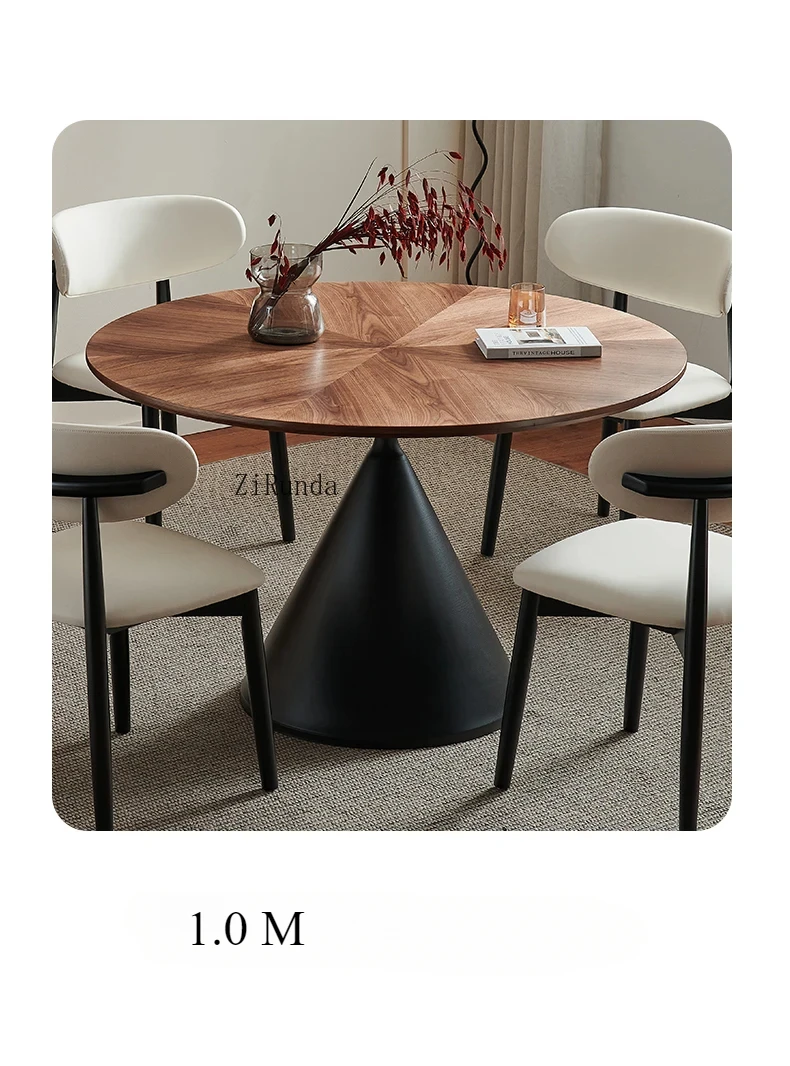Description Picture 4 of itemSolid Wood Dining Table Retro Style Round Table Medieval House Home Apartment French Mesas De Comedor Black Walnut Living Room