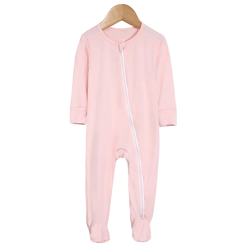 Baby Rompers Bamboo Fiber Baby Boy Girl Long Sleeve Footed Newborn Clothes Infant Bebe Jumpsuit Zipper baby clothes baby sleepsuit