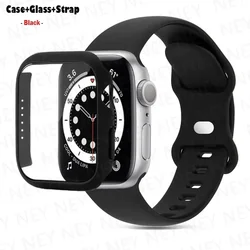Premium Silicone Watchband with Glass Case - 42mm series 321 (Black 02)