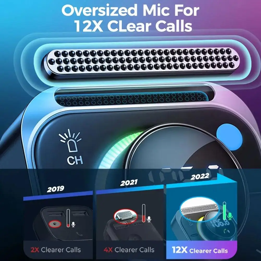 

Bluetooth 5,3 FM/AUX Bluetooth автомобильный адаптер с вентиляционным отверстием и FM 3,0 3 усилитель басов Bluetooth PD и QC установочные порты автомобильный трансмиттер G4J3