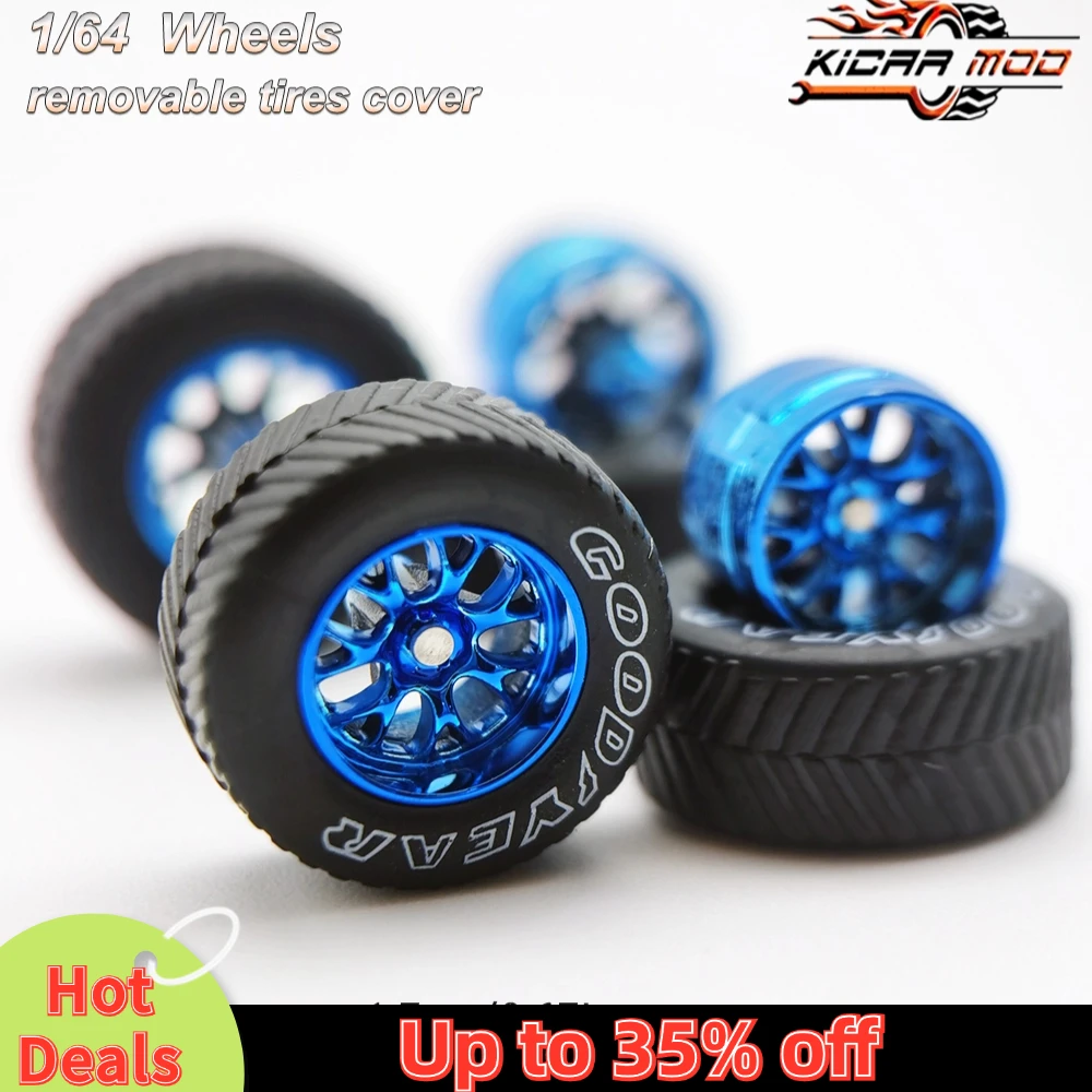 1/64 Model Car Wheels with Rubber All Terrain Tires BBS LM-R Refitting Parts for Off-road Vehicle HotWheels D: 17mm 1 Set 4
