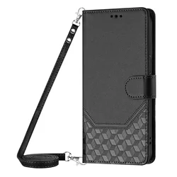 Leather Crossbody Wallet Case with Lanyard and Card Slots - Handy Flip Cover for Edge Plus 2023 (Black)