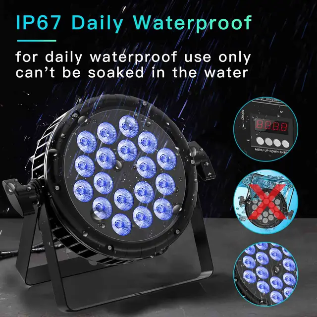 18 LEDs Par Light Waterproof IP65 Rated Outdoor 18x10W RGBW 4in1 Stage Light DMX512 for TV Studio Theater Auditorium Stage