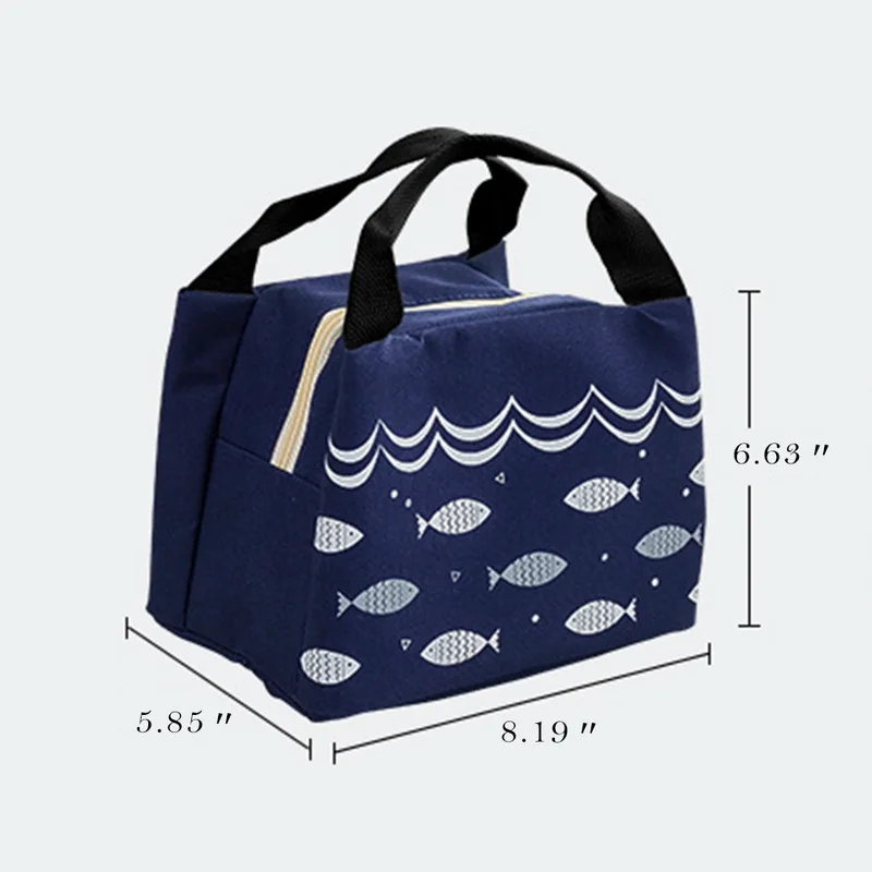 Fish Printing Lunch Box For Camping Supplies Cooler Picnic Bags Insulated Thermal Lunch Bag School Food Bag Women Beach Handbags