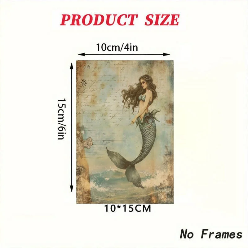 20PCS 오션 레트로 인어 시리즈 엽서, 스크랩북 및 수제품, 장식 예술 스크랩북 소모품에 적합