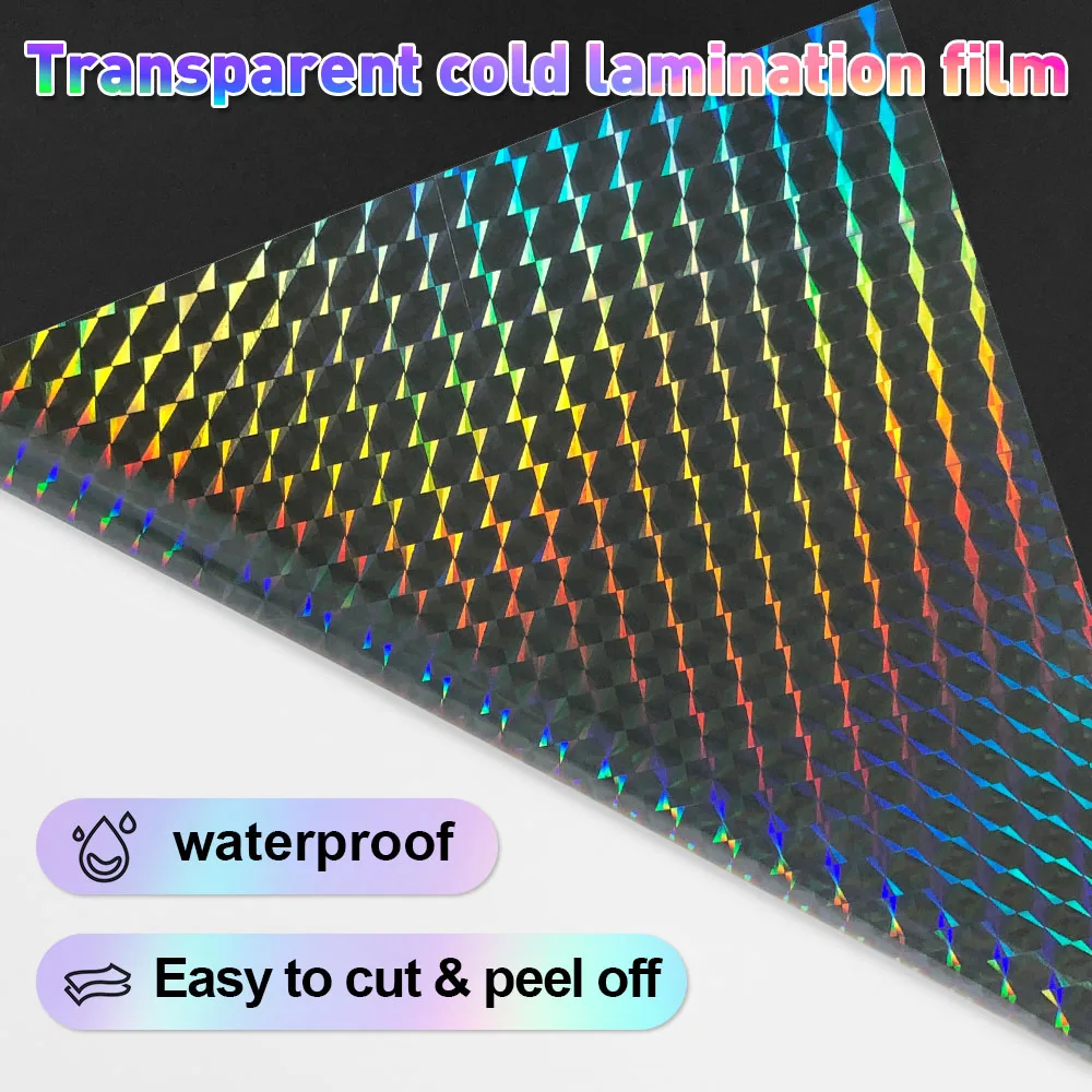 Holographic Cold Lamination Film Sheets - A4 Transparent Waterproof PET Stickers (10 Pack)