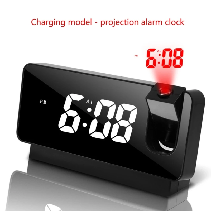

LED Digital Alarm Clock Radio Projection With Temperature And Humidity Mirror Clock Multifunctional Bedside Display