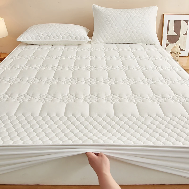 Premium Waterproof Quilted Mattress Protector - Jacquard Design, Antibacterial & Hypoallergenic