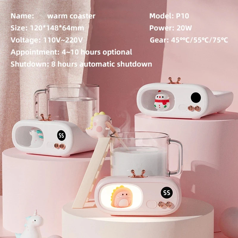220V Cup Heater Coffee Mug Warmer Pet Heating Coaster Smart Thermostatic Heating Pad Milk Tea Coffee Warmer Mat For Friends Gift 6