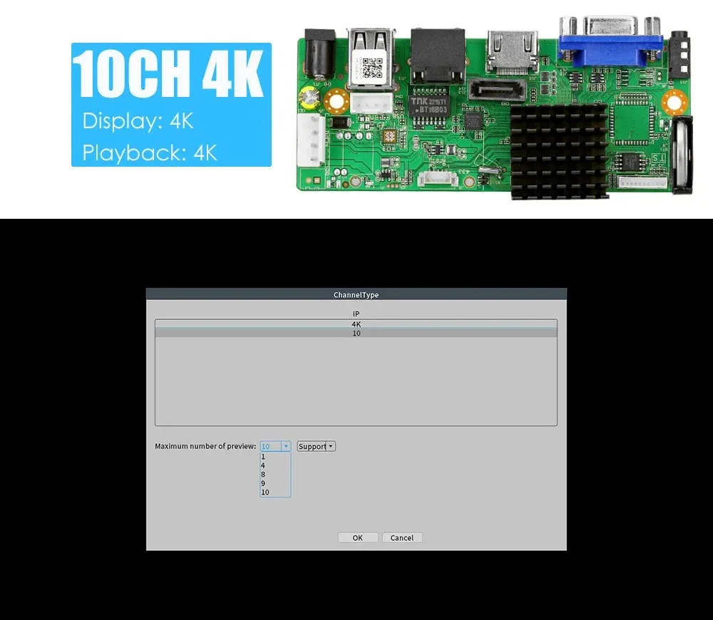 Registratore Video Digitale di Rete NVR H.265 9/32CH*4K 10/16/36CH 12MP, Supporto Max 8T, Rilevamento Movimento, CMS XMEYE - immagine 5