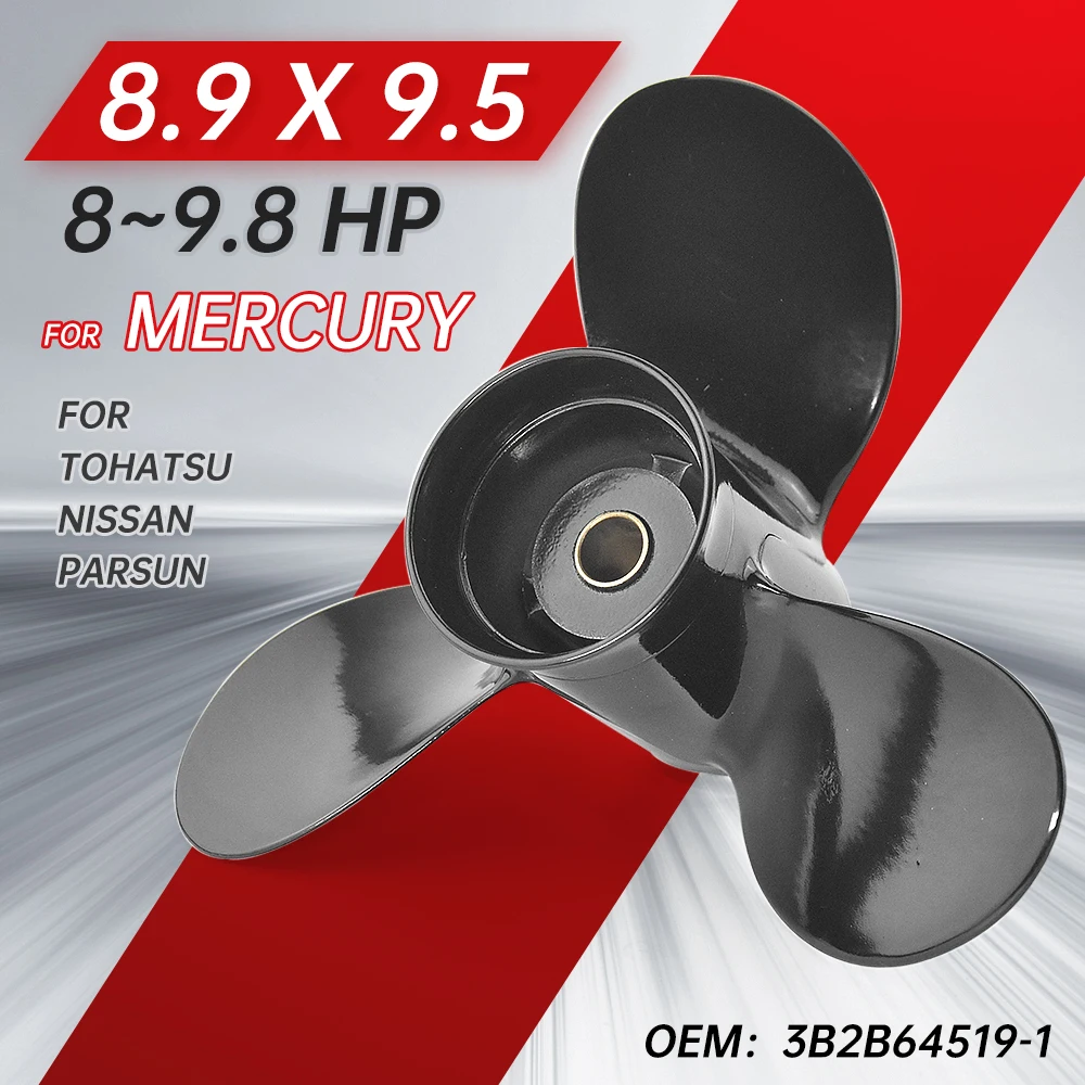 For Tohatsu Mercury 3B2B64519-1 8hp 9.9 hp Marine Propeller Outboard Aluminum Alloy Screw 12 Spline Boat Part 8.9 * 9.5