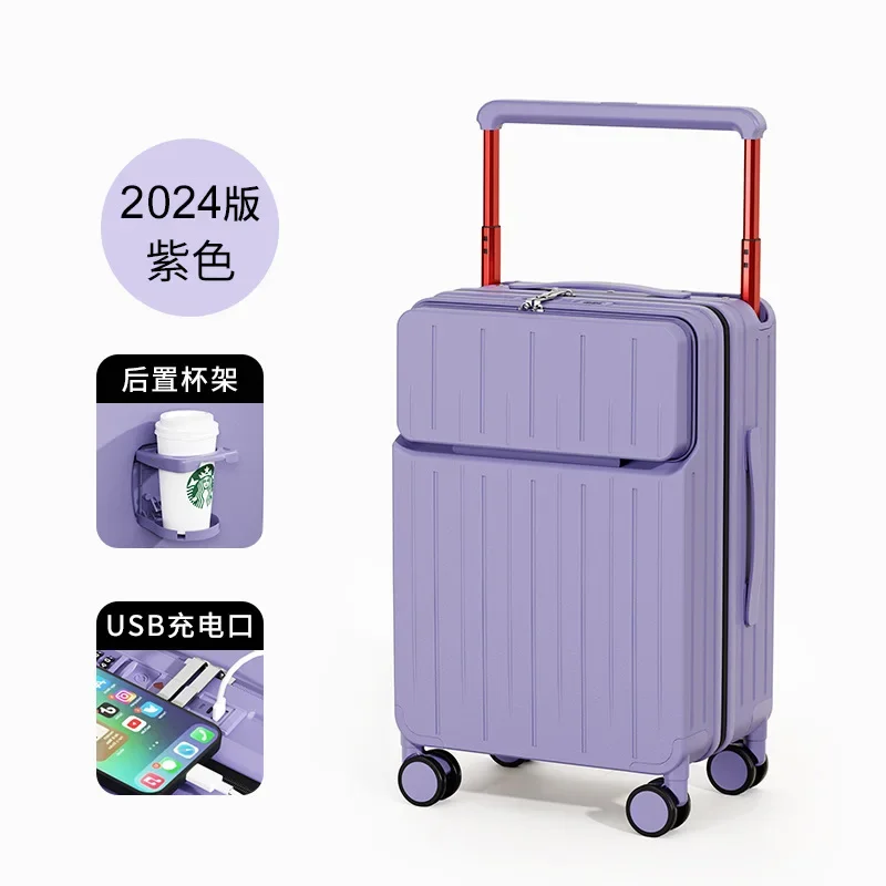 Maleta de viaje de gran capacidad, juego de equipaje de 20/24/26 pulgadas, caja de carro multifuncional con Apertura frontal, caja de embarque USB