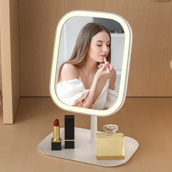 LED Desktop Vanity Mirror 3 Color Dimmable Light Makeup Mirror Light Touching Mirror Women Bedroom Dressing Mirror 1