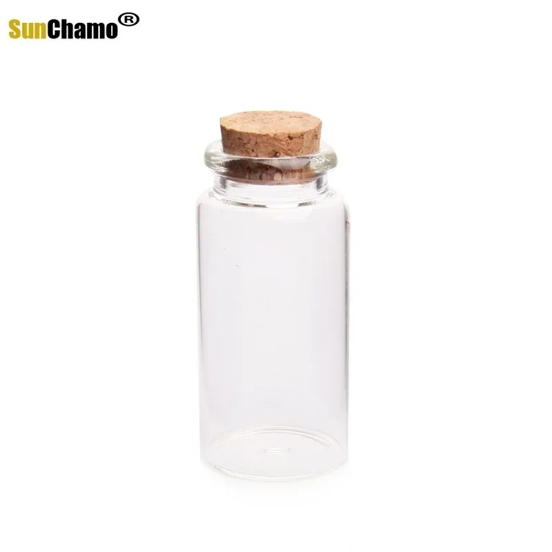 30x60mm Empty Clear Glass Bottles Jars Vial 5pcs with Cork Stopper for DIY Wish Message Sample Perfume Container 25ml