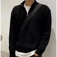 Half Zipper Autumn Winter Coat Men Light Mature Style Korean Style New Sweater Casual Simple Solid Color Long-sleeved Coat 2