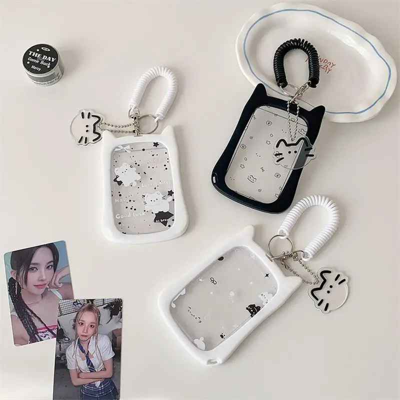 Porta Fotocard a Forma di Gatto con Cordino Elastico, Porta Carte per Foto di Idoli, Espositore Protettivo, Ciondolo Decorativo per Borsa, Portachiavi, Regali - immagine 3