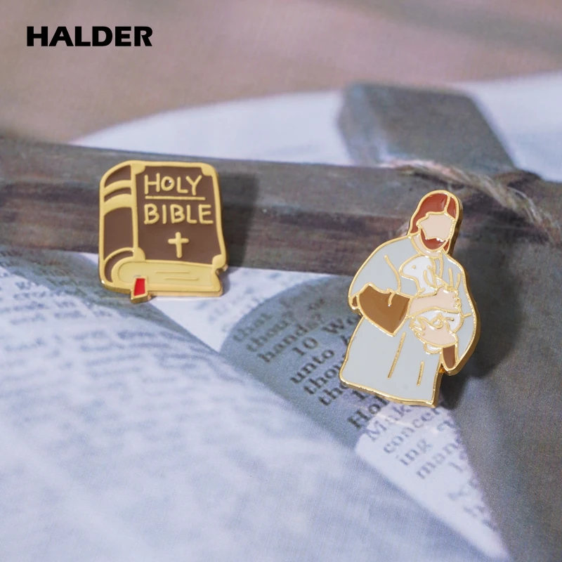 

HALDER Christian Jesus Enamel Pin Bible Brooch Christ Believer Metal Badges Lapel Pins Clothes Backpack Jewelry Gift For Women