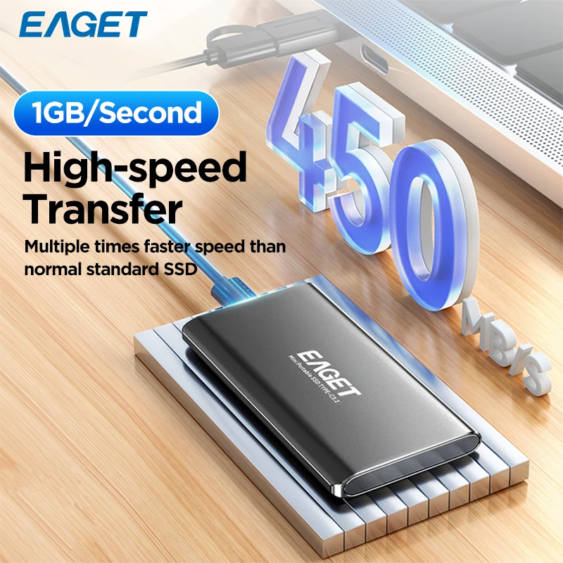 Eaget NVMe External SSD 256GB 512GB 1TB 2TB Hard Drive 5Gbs