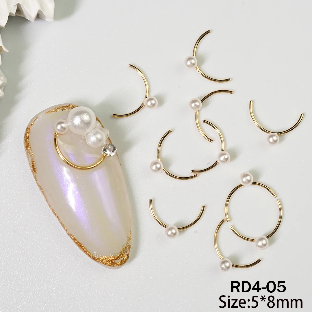 Metal Alloy 3D Radian Pearl Piercing Charms For Korean Manicure Simple Nail  Decor From Bian04, $2.99