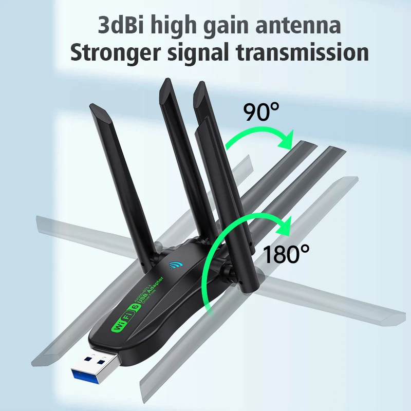 900Mbps WiFi 네트워크 카드 2.4G/5Ghz Bluetooth 5.4 Wi-Fi 동글 AX900 USB 4 안테나 무선 수신기 (PC/노트북 드라이버 용) 무료