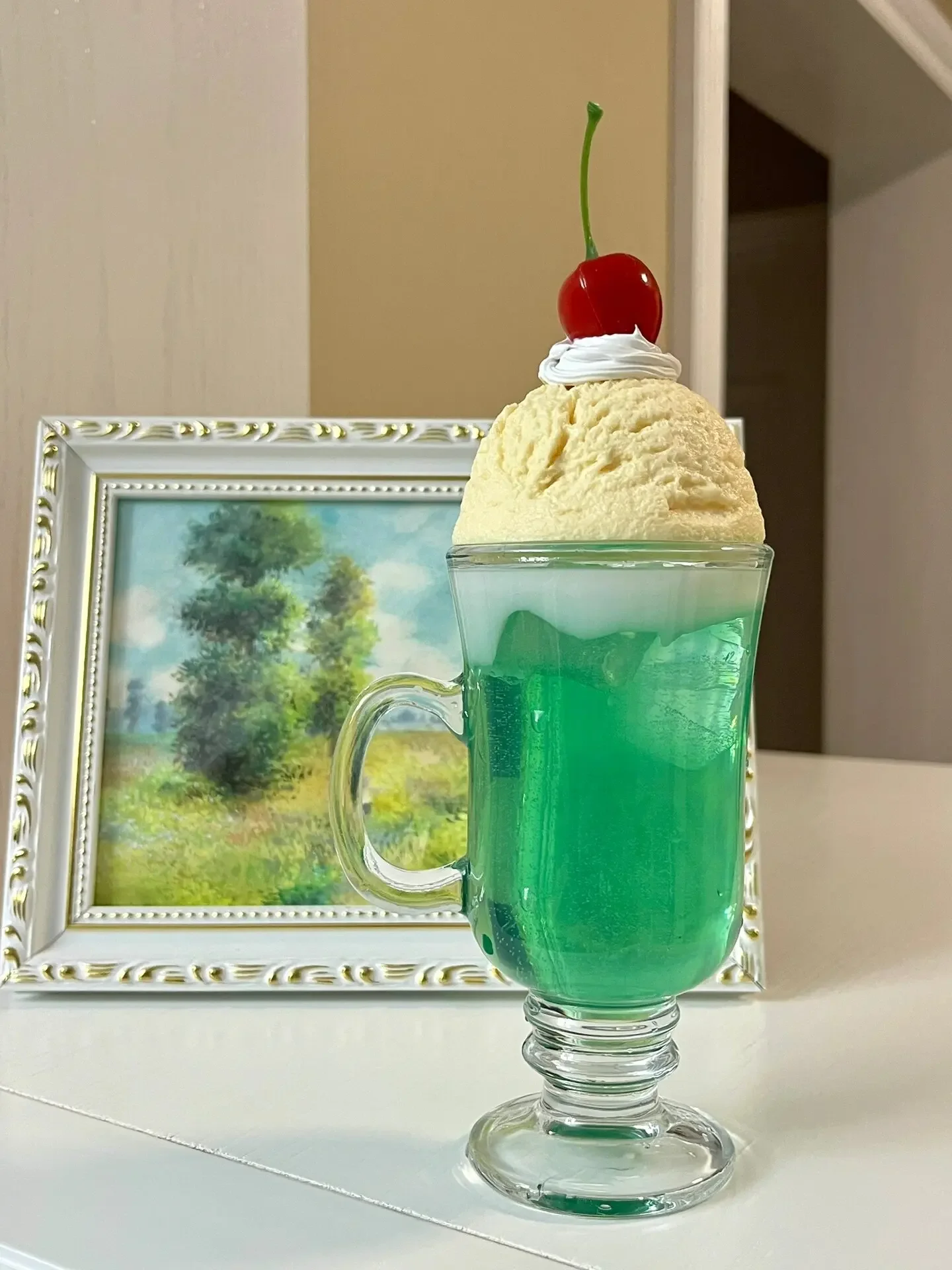 

Miniature Melon Soda Drop Gum Handmade Ornaments Dessert Tea House Ice Cream Topping Pudding Cup Soda Glass Cup Decoration