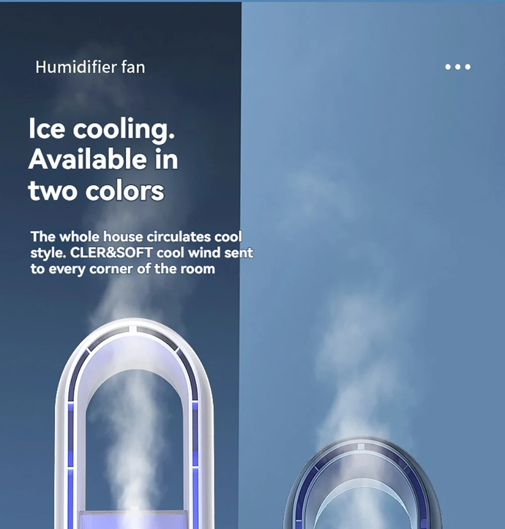 Mini Air Cooler Humidification Cooling USB Silent Timed Air Conditioning Fan Colorful Lights Night Light Led Screen 6 Wind Speed