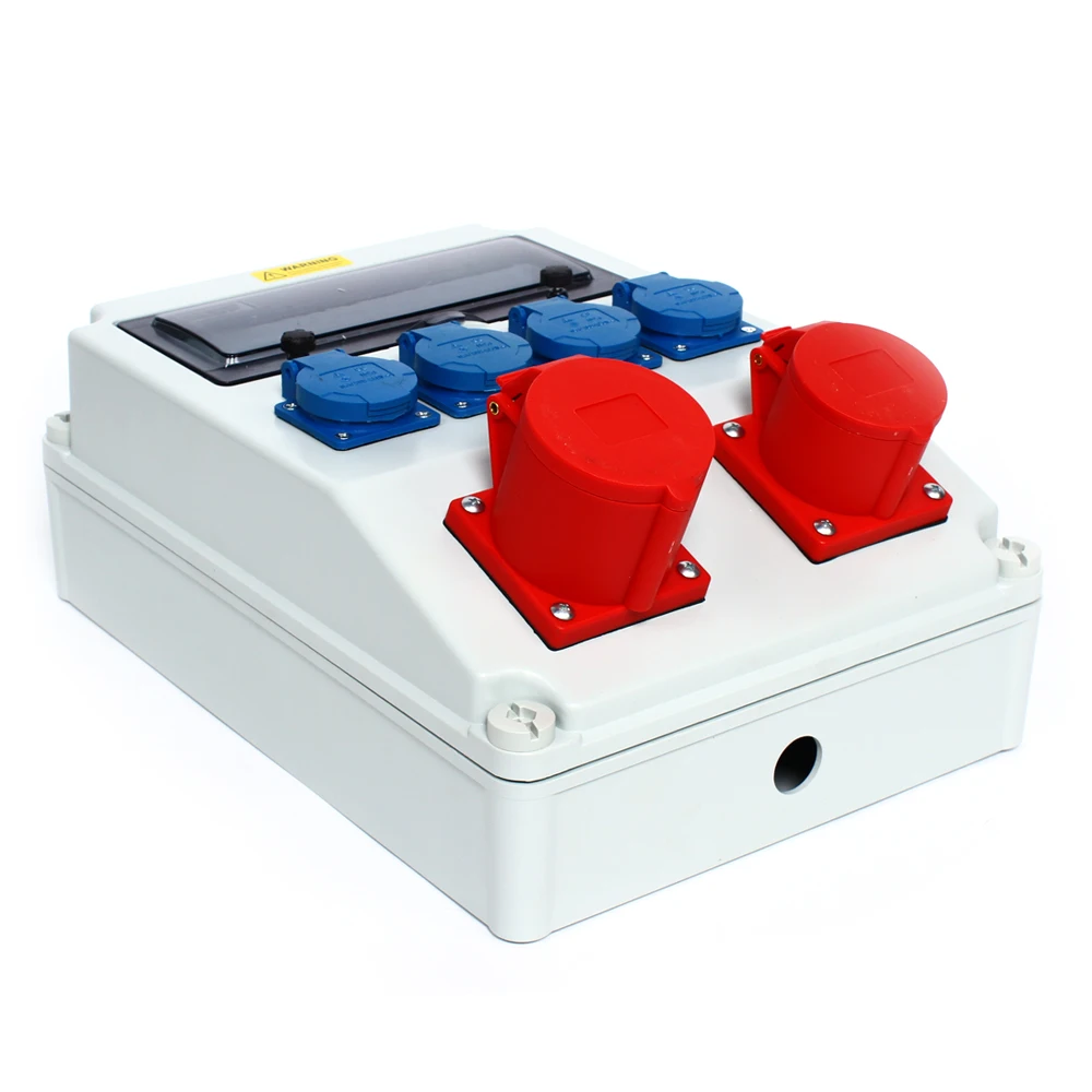 Ein-/dreiphasiger Stromverteilerkasten zur Wandmontage, Steckdosenkasten für elektrische Leistungsschalter, IP44, wasserdichter Verteilerkasten, AC 250–380 V – Detail 8