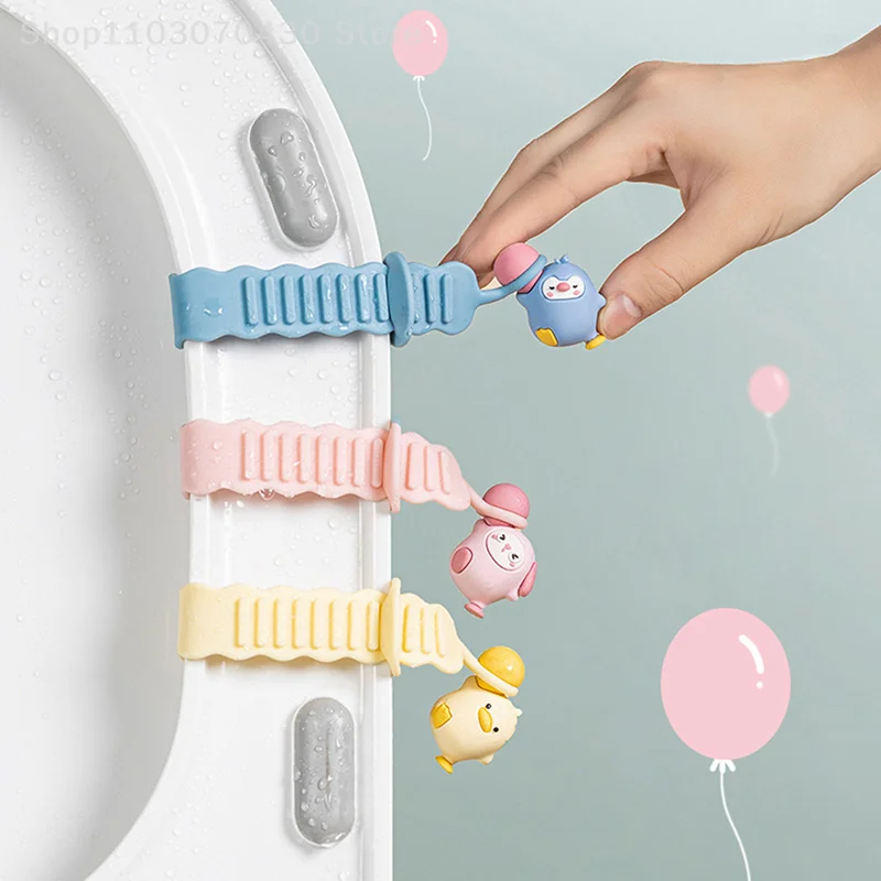 Cartoon Toilet Lid Lifter Seat Silicone Handle Holder Toilet Lid Lift Tool Toilet Seat Lid Bathroom Sanitary