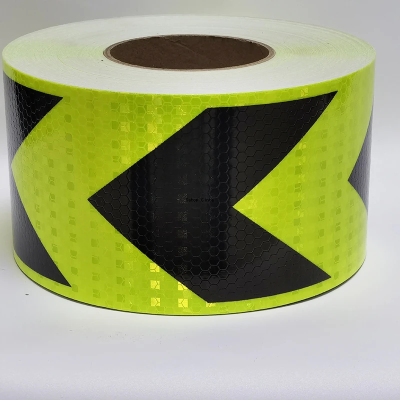 

10cm*10m Motorcycle Reflective Stickers Waterproof High Visibility Fluorescent Arrow Hazard Caution Warning Safety Adhesive Tape