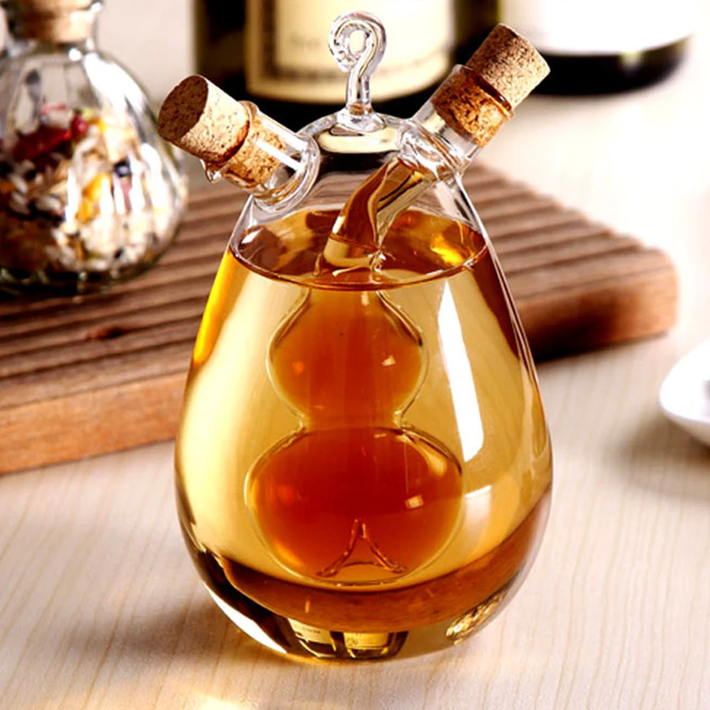 

2 IN 1 Creative Anti-leak Oil Pots Glass Condiment Bottles Sealed Sauce Vinegar Pot Bottle Olive Oil Sauce Bottles Kitchen Tools