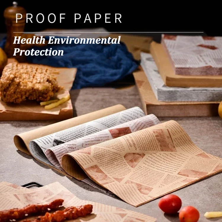 50PCS Greaseproof Wax Food Wrapping Paper 20x30cm for Burgers, Sandwiches, French Fries... - SKU GWFW1509 - UGI Packaging