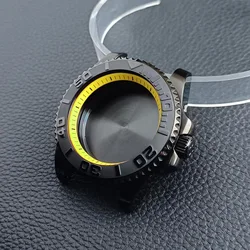 Premium 40.5mm Silver/Black GMT Steel Watch Case with Sapphire Glass and Chapter Ring for 40.5mm (28 Black)
