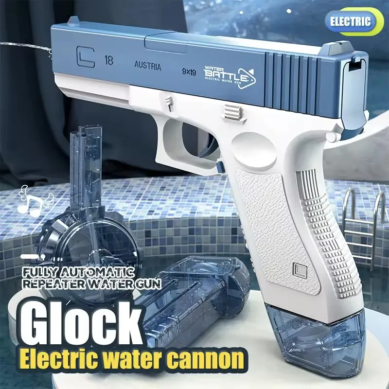 Electric Water Gun Automatic Glock Pistol Shooting Toy Full Automatic Summer Water Beach Toy For Kids Children Boys Girls Adults 5