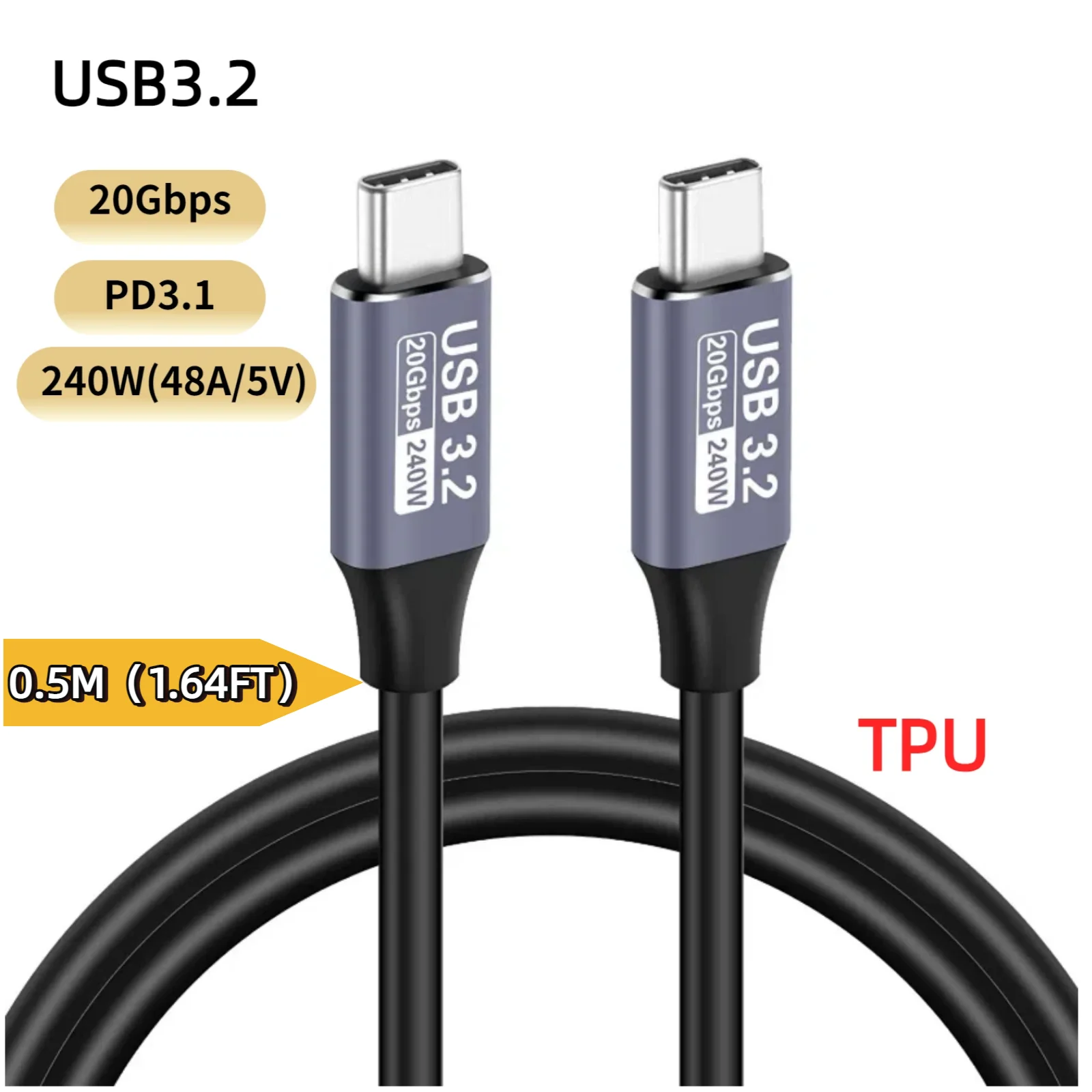 Ultra-Fast Thunderbolt 4 USB4 Extension Cable with 8K Video and PD240W Charging
